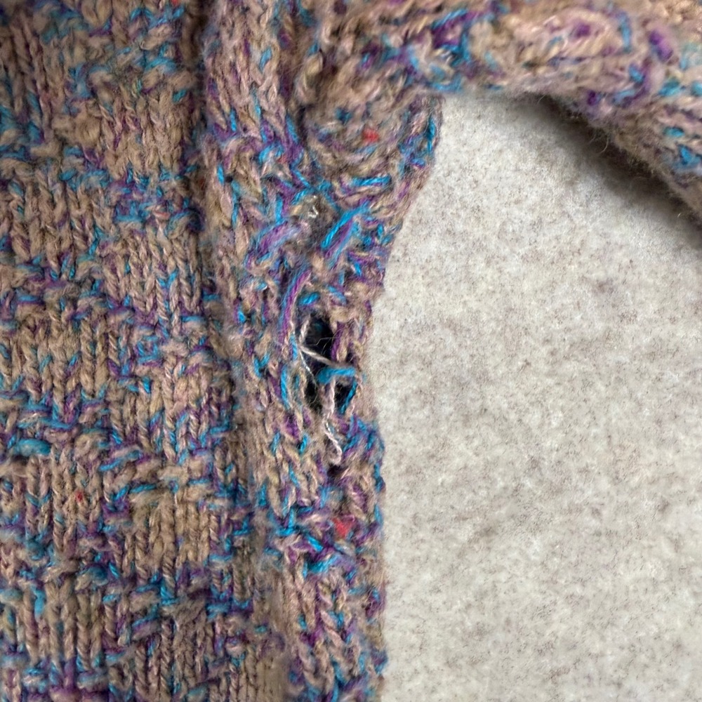 Vintage USA Marled Diamond Knit Sweater Knits Crewneck M 20x21 Brown Multi Retro - Picture 5 of 10